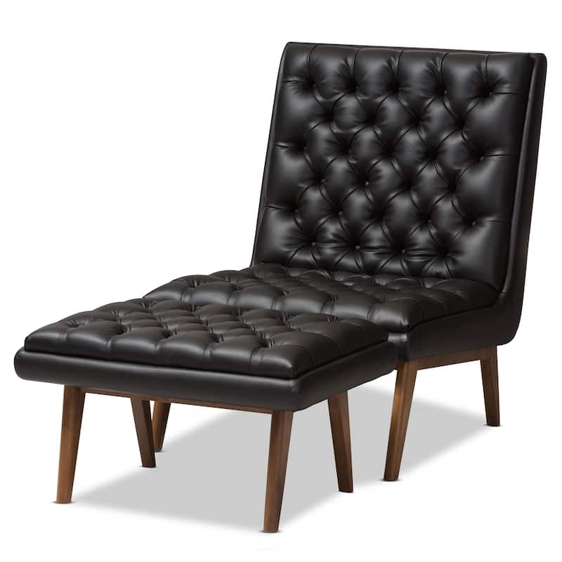 Mid-Century Upholstered Chair And Ottoman Set by Baxton Studio