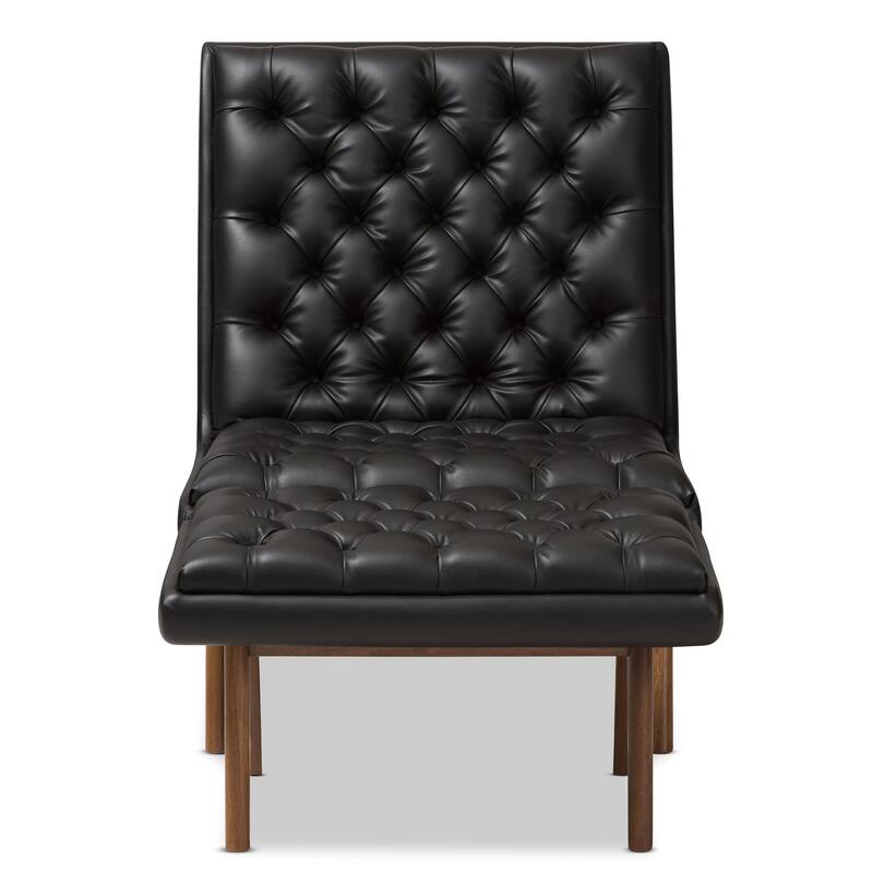 Mid-Century Upholstered Chair And Ottoman Set by Baxton Studio