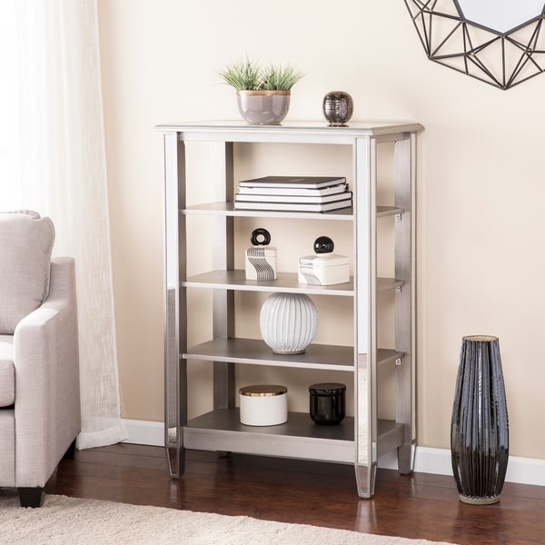 Simple Silver Bookcase for Large Space