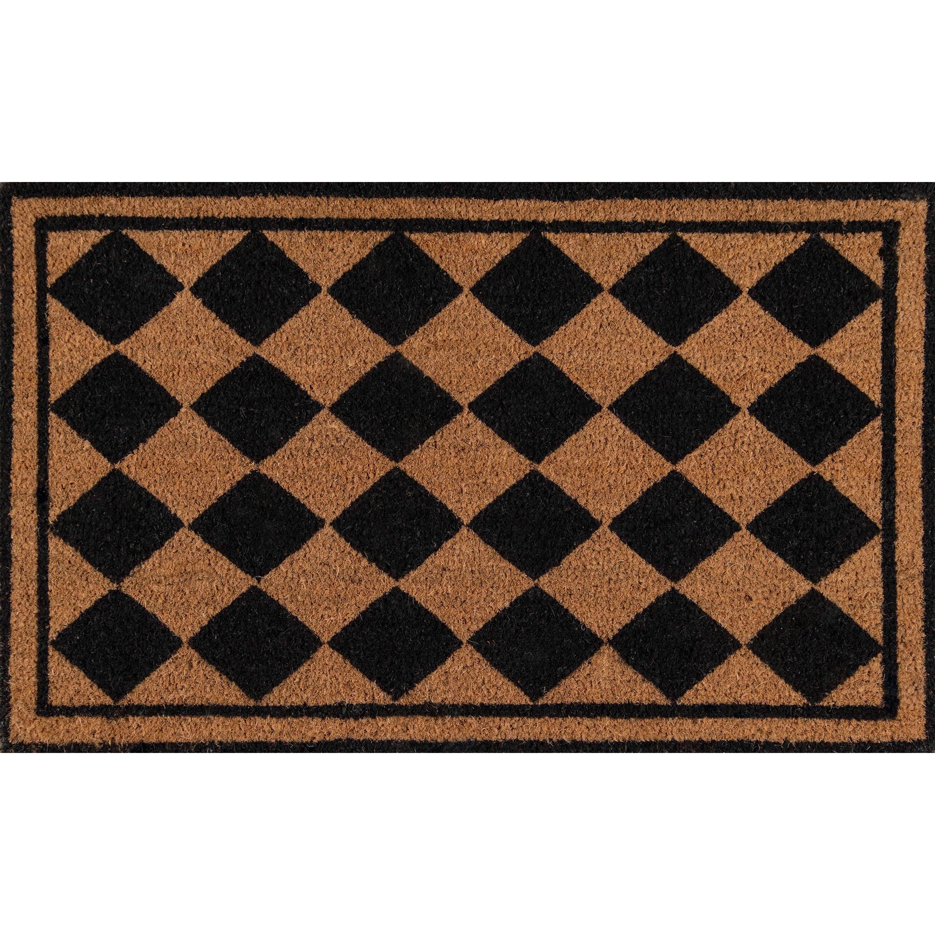 Erin Gates By Momeni Park Harlequin Black Hand Woven Natural Coir Doormat 1 6 X 2 6