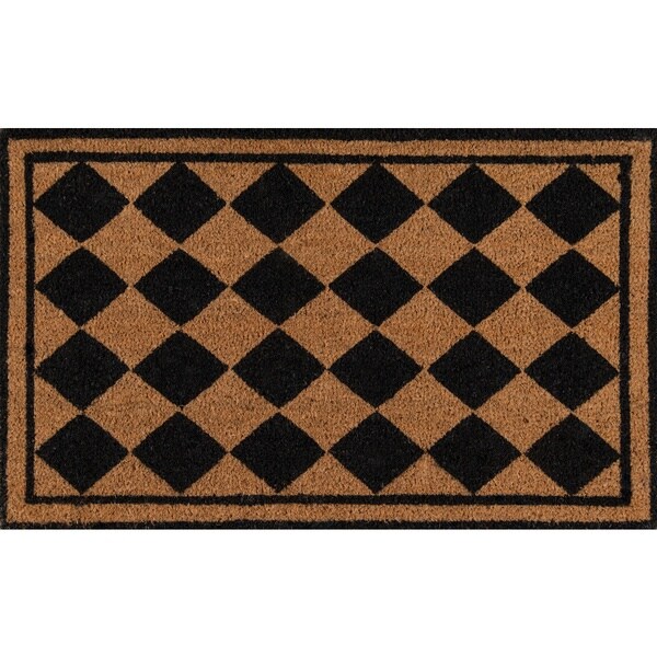 Erin Gates by Momeni Park Harlequin Black Hand Woven Natural Coir Doormat - 1'6" x 2'6"