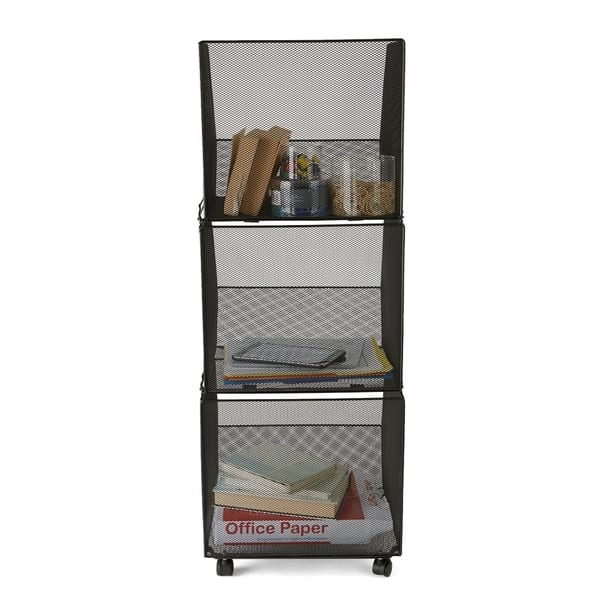 Mind Reader 2 Tier Metal Mesh Storage Baskets Organizer, Black