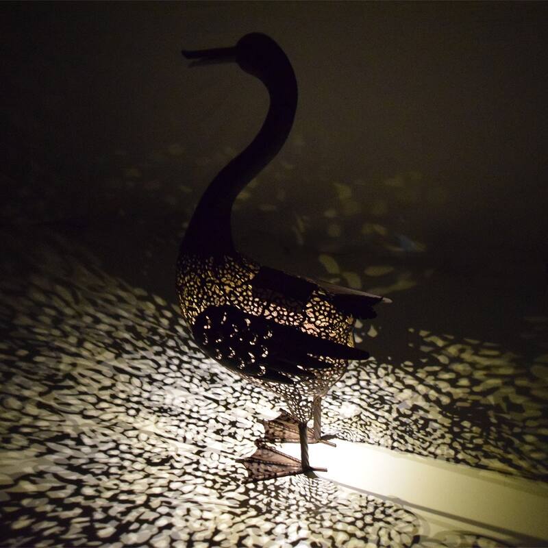 Four Pack 25 inch Steel Indoor/Outdoor Animal Duck Statue with Solar Light