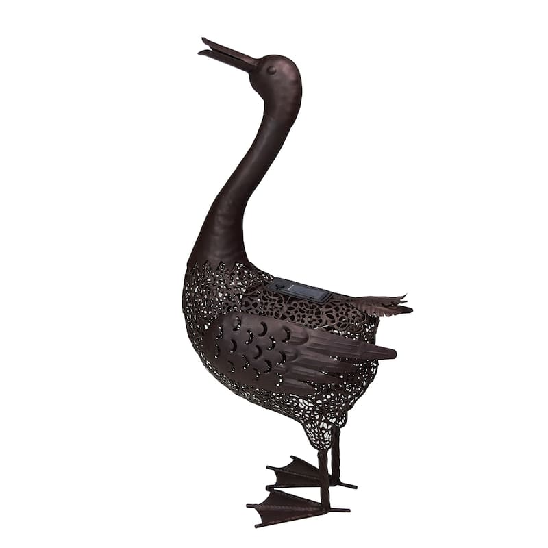 Four Pack 25 inch Steel Indoor/Outdoor Animal Duck Statue with Solar Light