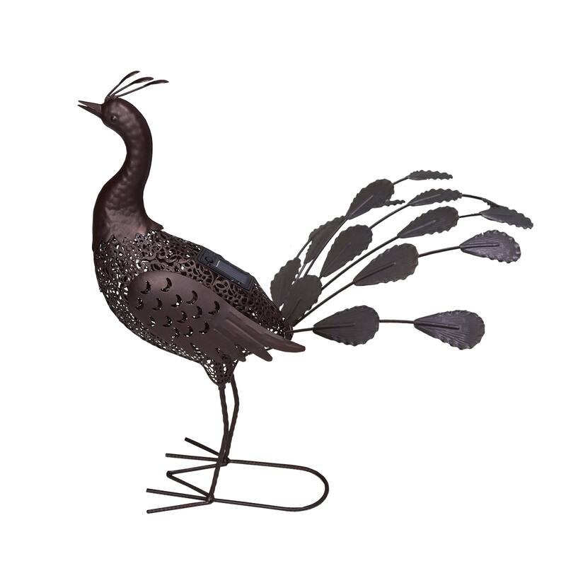 22 inch Indoor/Outdoor Animal Garden Peacock Statue with Solar Light