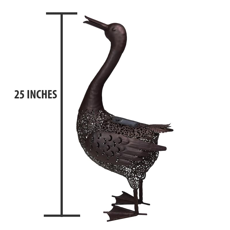 25 inch Steel Indoor/Outdoor Animal Duck Statue with Solar Light
