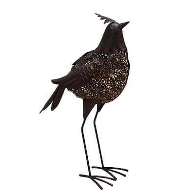 20.3 inch Steel Indoor/Outdoor Bird Statue with Solar Light