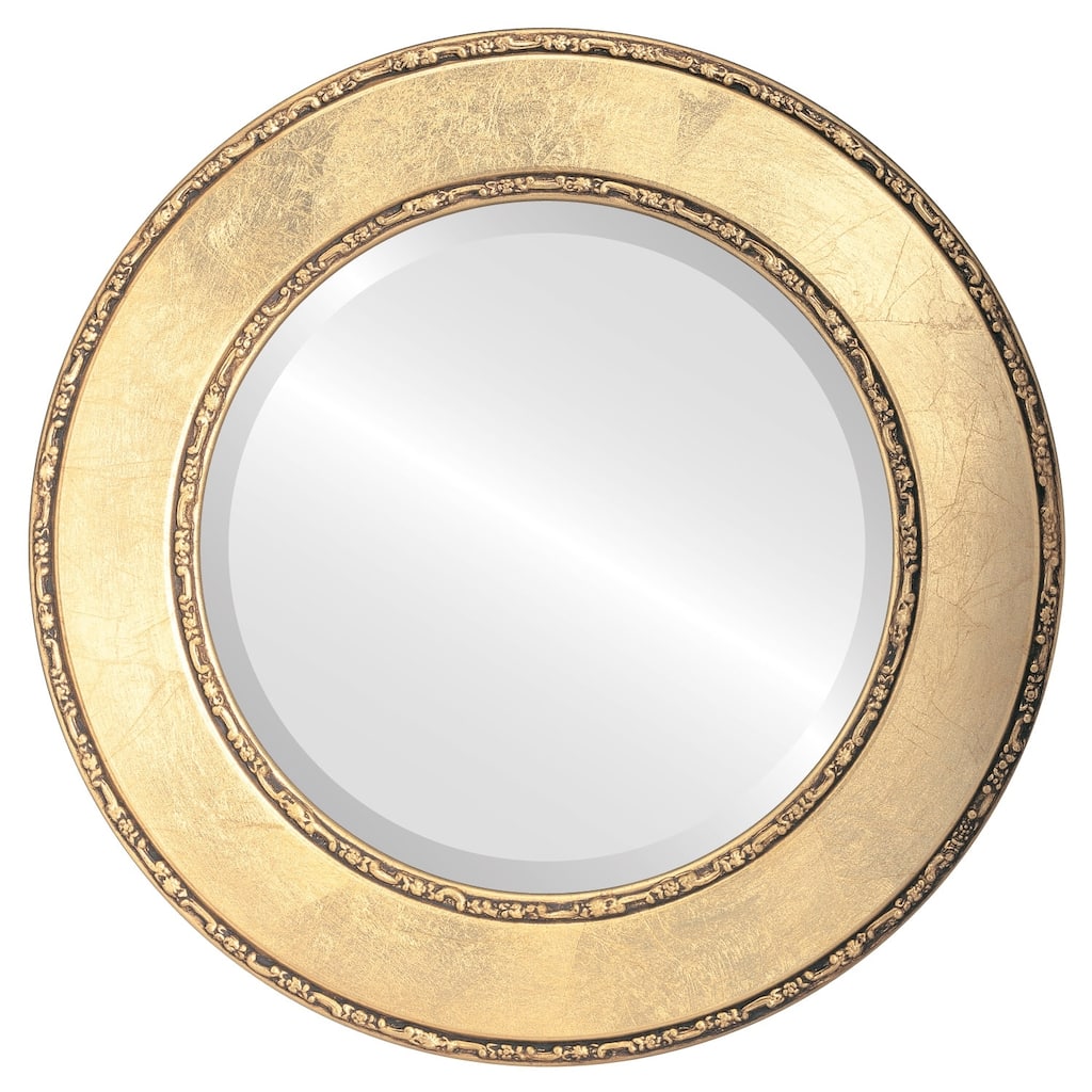 Paris Framed Round Mirror in Gold Leaf
