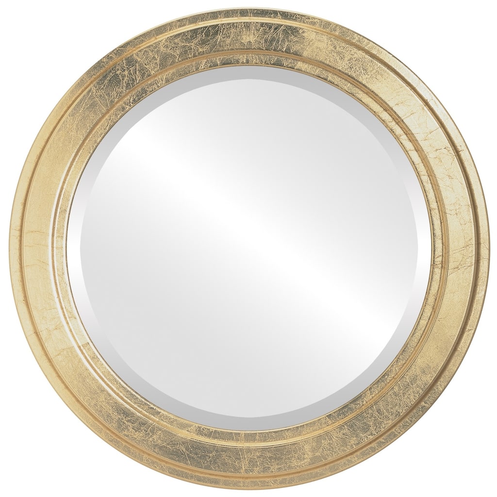Wright Framed Round Mirror in Gold Leaf