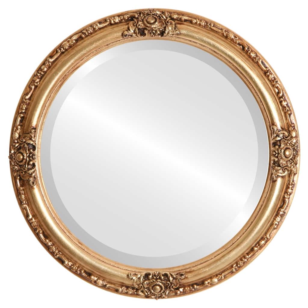 Jefferson Framed Round Mirror in Gold Leaf
