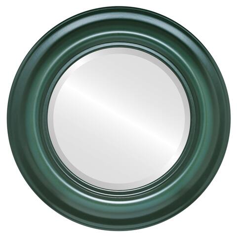 Lancaster Framed Round Mirror in Hunter Green - Green/Brown