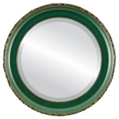 Kensington Framed Round Mirror in Hunter Green