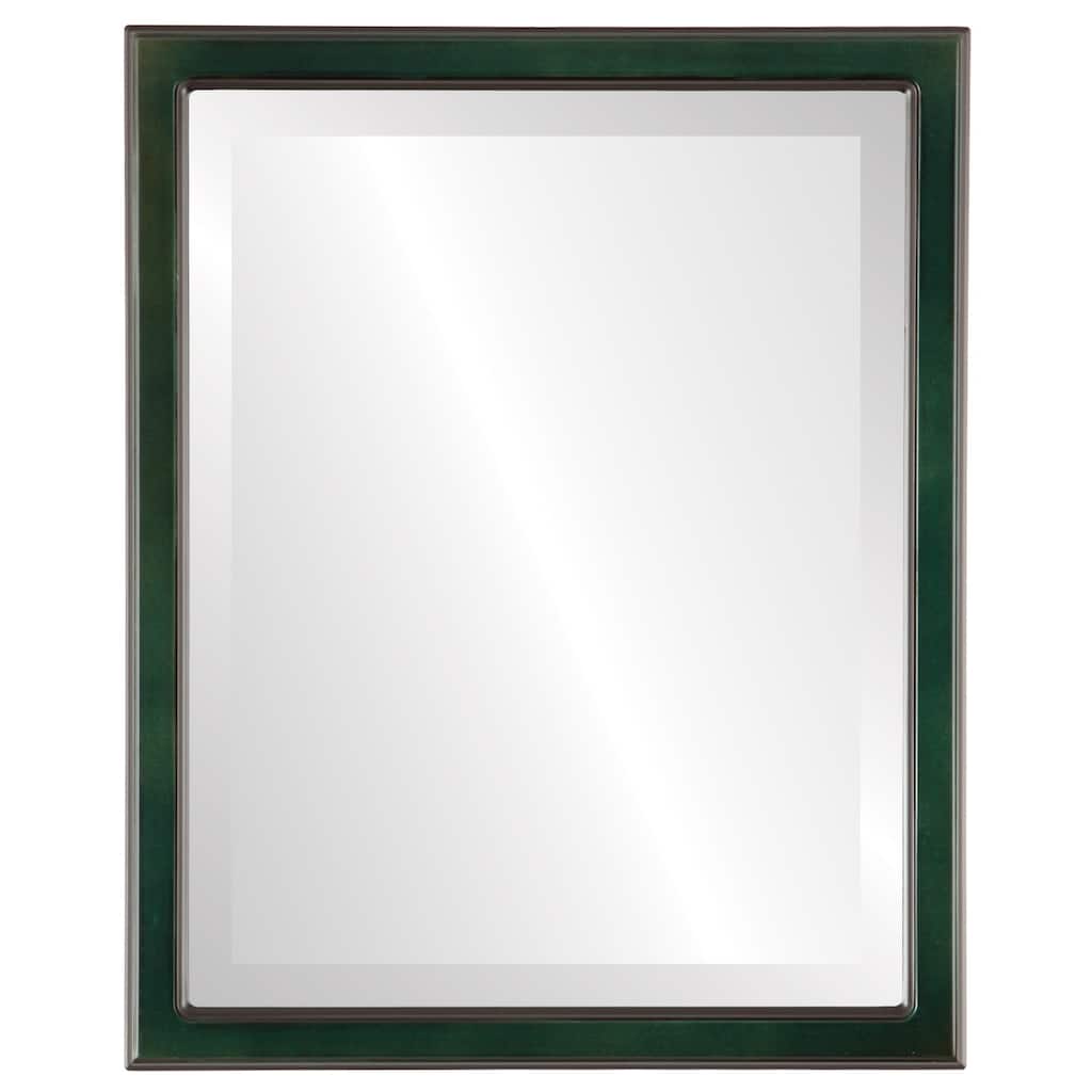 Toronto Framed Rectangle Mirror in Hunter Green - Green/Brown
