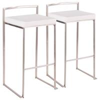 Fuji Contemporary Stackable Stainless Steel Bar Stool (Set of 2) - N/A