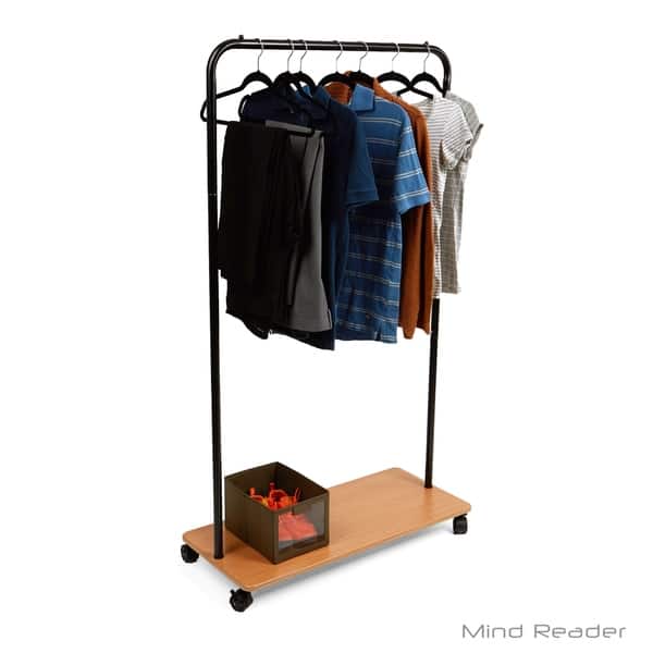 Mind Reader Heavy Duty Single Rolling Garment Rack, Black Bed Bath