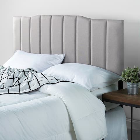 Priage by Zinus Light-grey Upholstered Channel Stitched Headboard