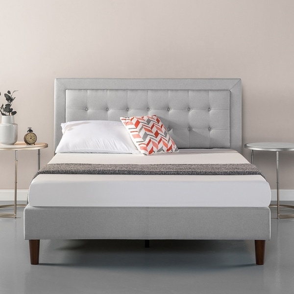 zinus upholstered button tufted premium platform bed