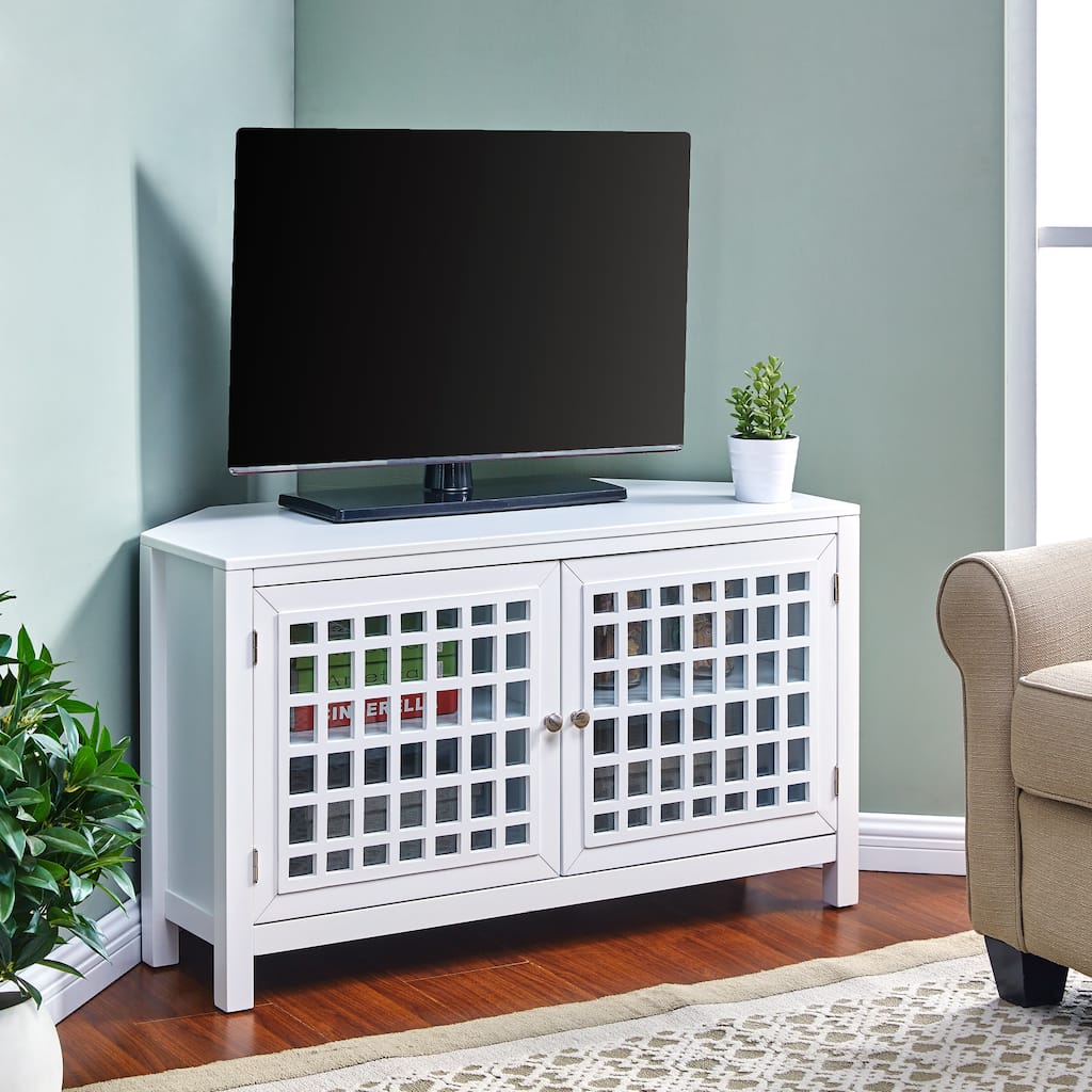 SEI Furniture Anson White Corner Media TV Stand