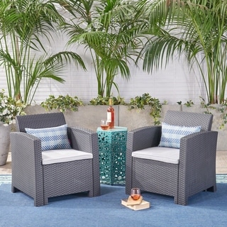 St. Johns Outdoor Wicker Club Chair with Cushions (Set of 2) by Christopher Knight Home