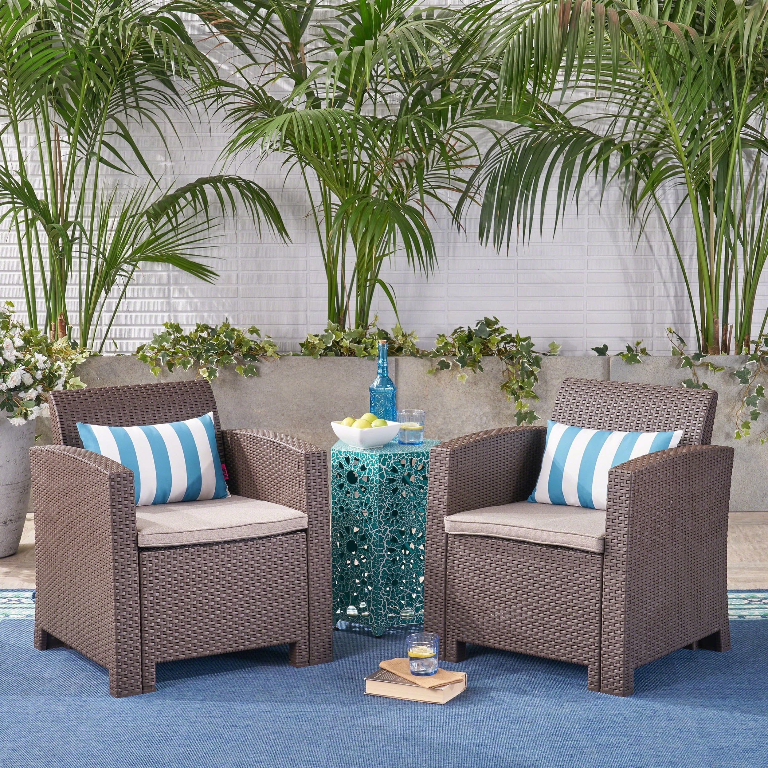 St. Johns Outdoor Wicker Club Chair With Cushions (set Of 2) By Christopher Knight Home