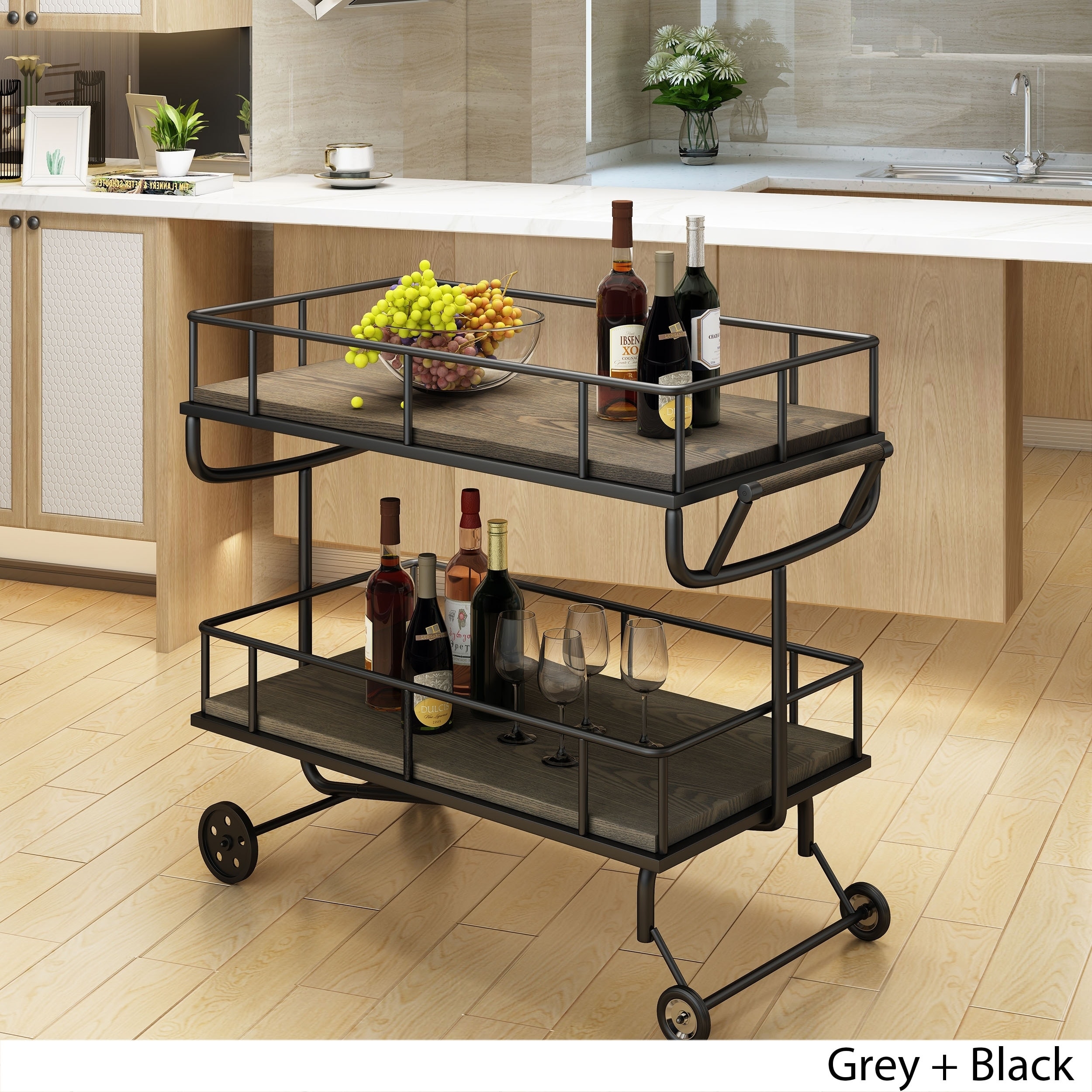 Shop Lavinia Industrial Wood Bar Cart By Christopher Knight Home