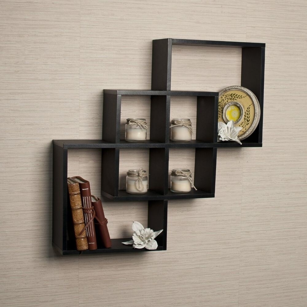 Shop Danya B Intersecting Squares Decorative Black Wall Shelf Overstock 20523590