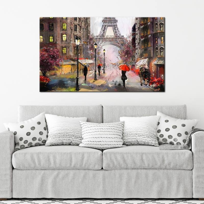 "PARIS" Framed Watercolor Painting Print on Canvas