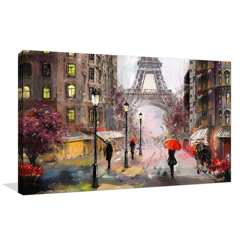 "PARIS" Framed Watercolor Painting Print on Canvas
