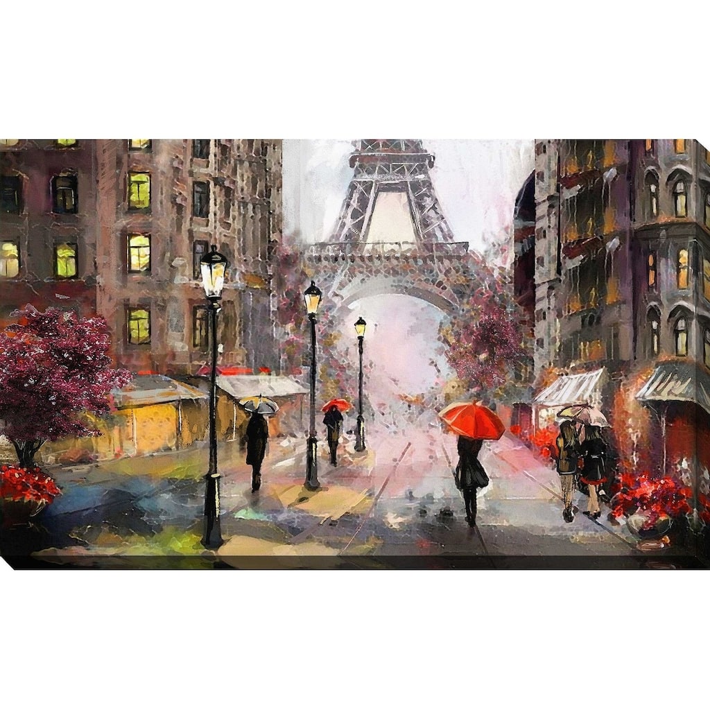 "PARIS" Framed Watercolor Painting Print on Canvas
