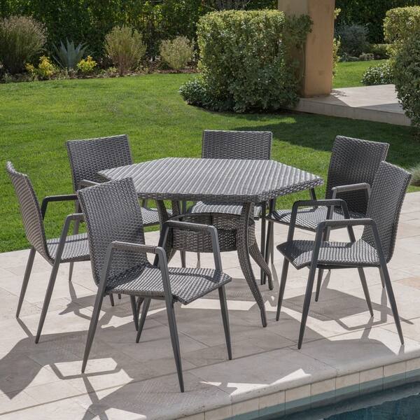 Shop Gybson Outdoor 7 Piece Hexagon Wicker Dining Set By