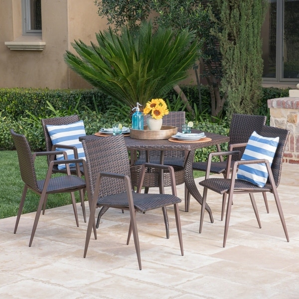 Gybson Outdoor 7-piece Hexagon Wicker Dining Set by Christopher Knight Home