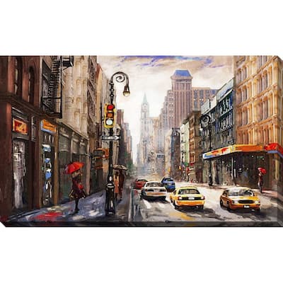"NEW YORK" Framed Watercolor Painting Print on Canvas