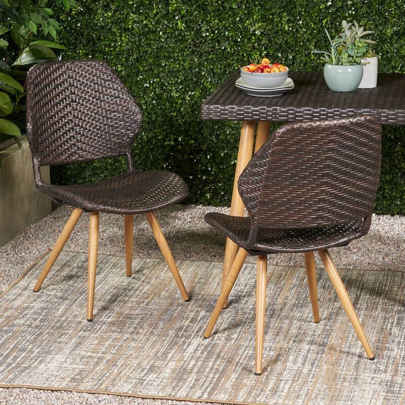 Laryn Outdoor Wicker Dining Chair (Set of 2) by Christopher Knight Home