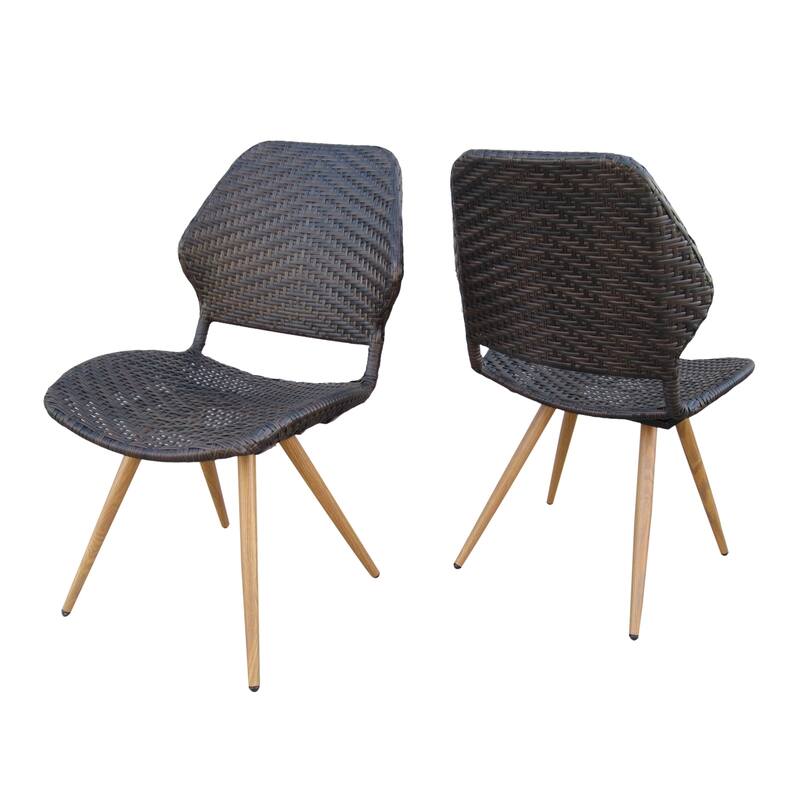 Laryn Outdoor Wicker Dining Chair (Set of 2) by Christopher Knight Home - Brown