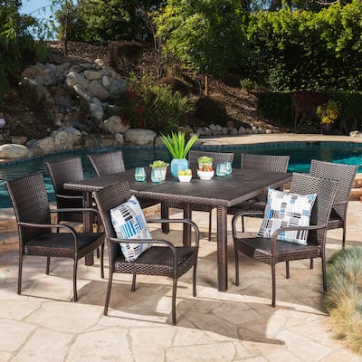 Fiona Outdoor 9-piece Wicker Dining Set by Christopher Knight Home