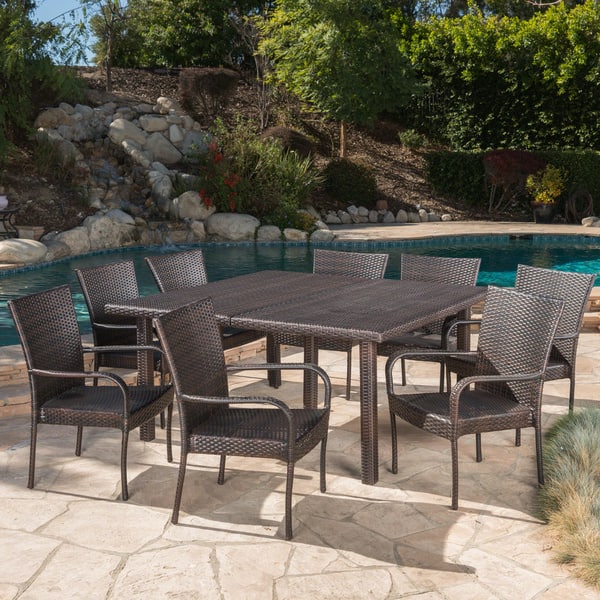 Shop Fiona Outdoor 9 Piece Square Wicker Dining Set By Christopher