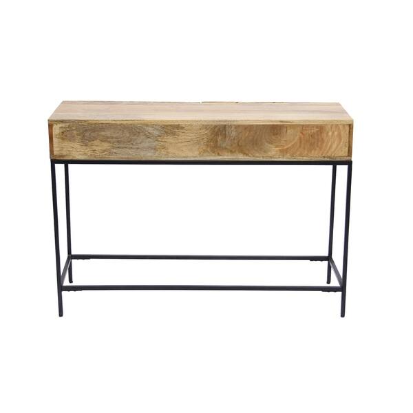 Shop Mango Wood And Metal Console Table With Two Drawers Brown