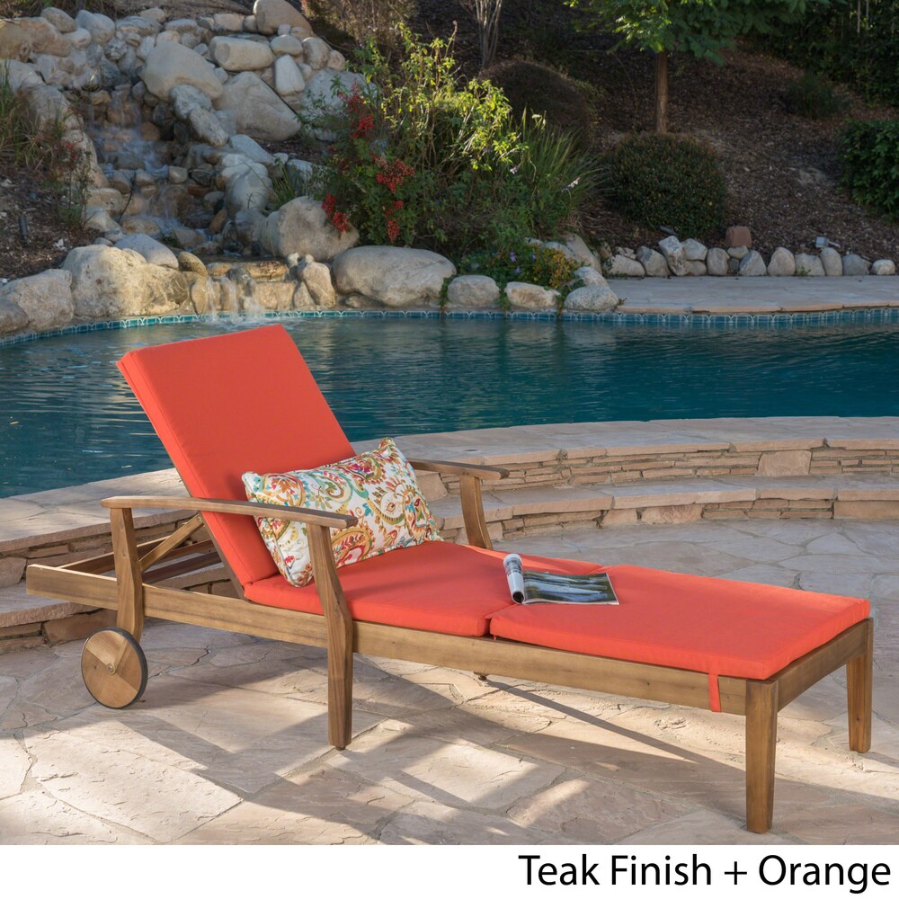 Perla outdoor acacia wood double online chaise lounge by christopher knight home