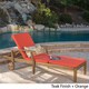 preview thumbnail 4 of 17, Perla Outdoor Acacia Wood Chaise Lounge with Cushion by Christopher Knight Home Orange