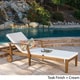 preview thumbnail 2 of 17, Perla Outdoor Acacia Wood Chaise Lounge with Cushion by Christopher Knight Home Cream