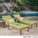 preview thumbnail 3 of 14, Perla Acacia Wood Chaise Lounge (Set of 2) by Christopher Knight Home Teak + Green