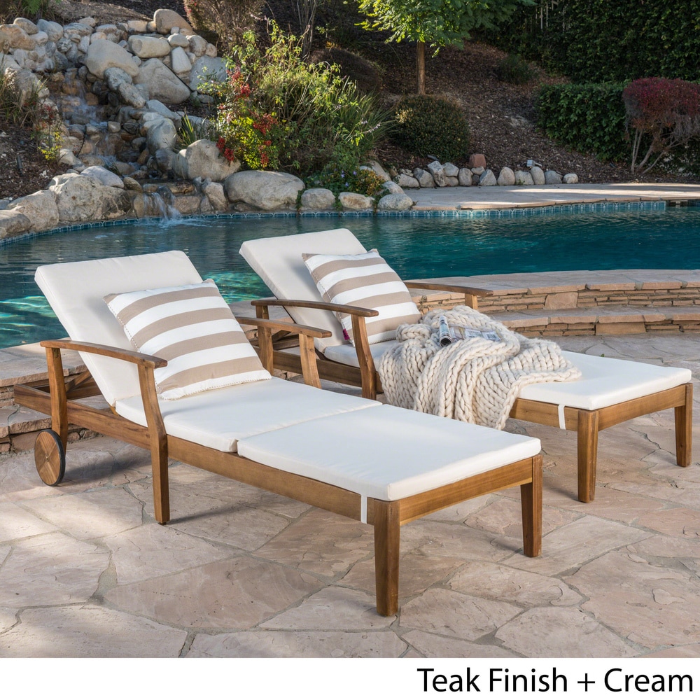 perla outdoor wood double chaise lounge by christopher knight home