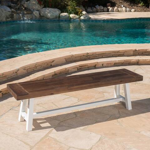 Jubilee Farmhouse Rectangle Acacia Wood Picnic Dining Bench by Christopher Knight Home