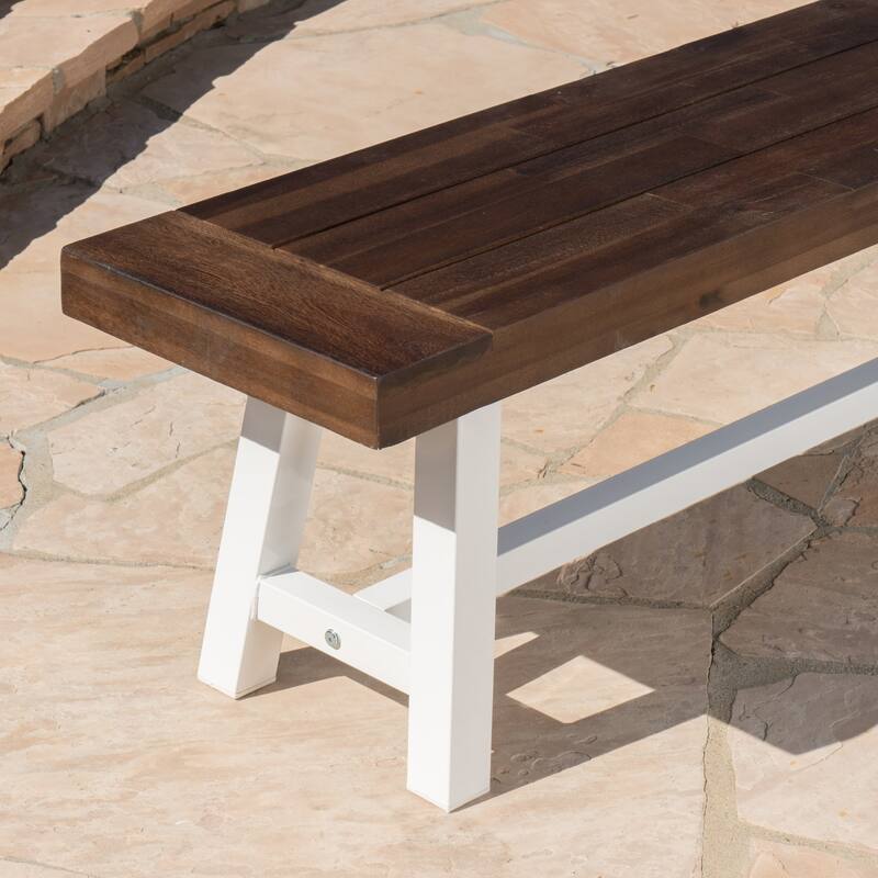 Jubilee Farmhouse Rectangle Acacia Wood Picnic Dining Bench by Christopher Knight Home