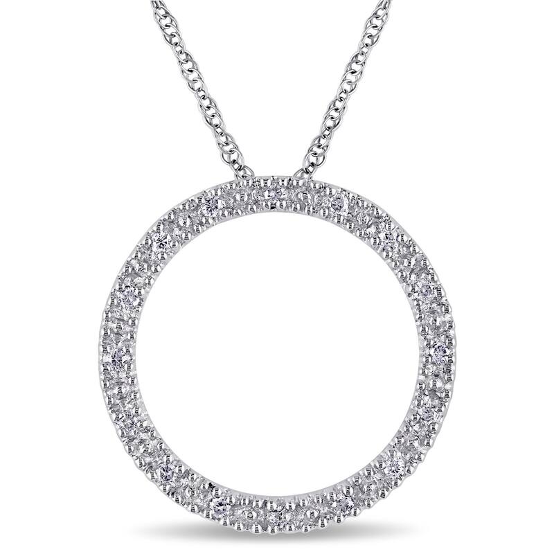 Miadora 10k White Gold 1/10ct TDW Diamond Circle Necklace