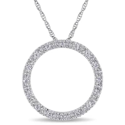 Miadora 10k White Gold 1/10ct TDW Diamond Circle Necklace