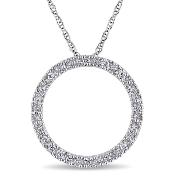 Miadora 10k White Gold 1/10ct TDW Diamond Circle Necklace