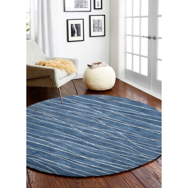 Sydney Azure Contemporary Round Area Rug 6