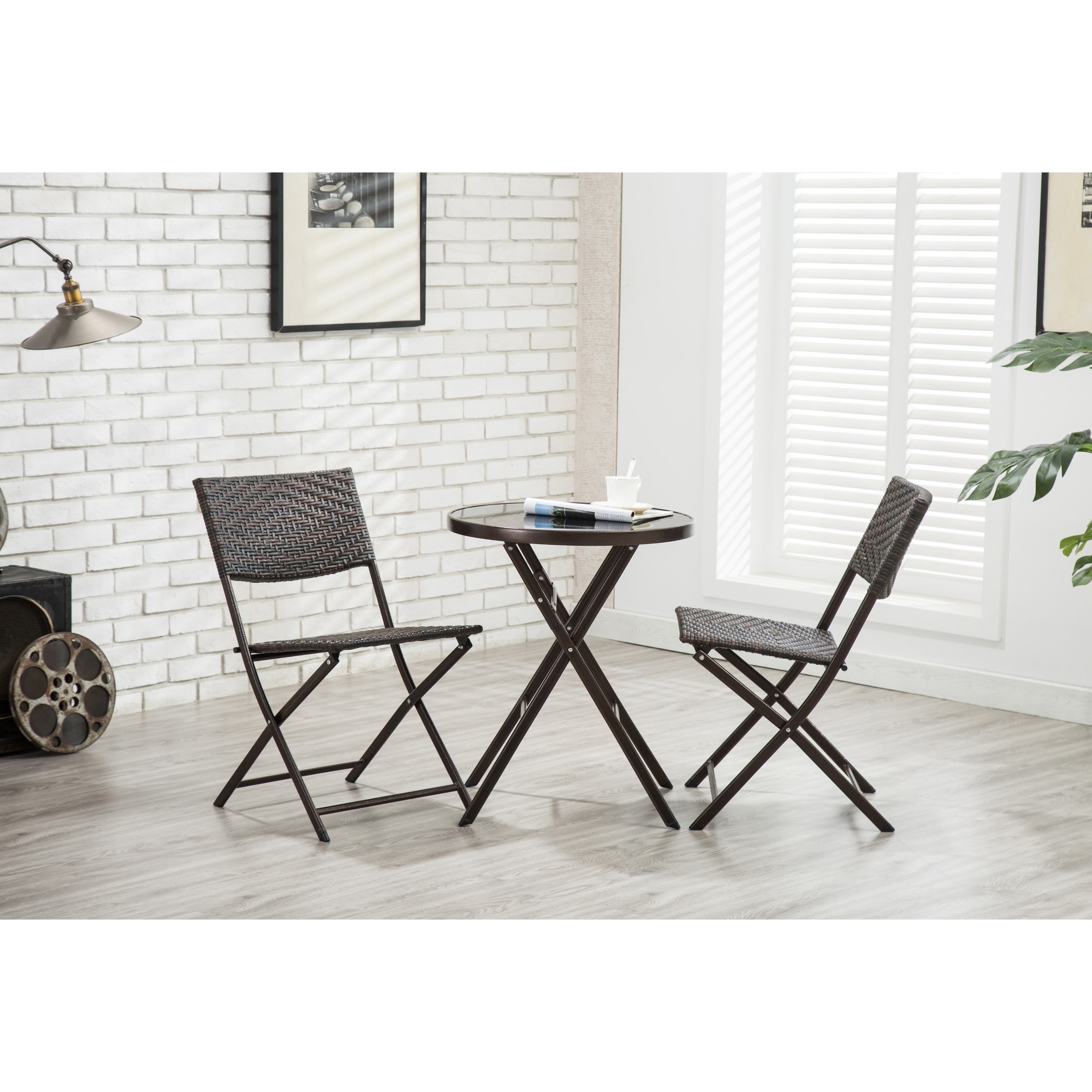 Shop Black Friday Deals On Porthos Home Rattan Patio Furniture Bistro Set Table And Two Chairs Overstock 20525148