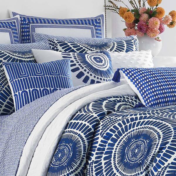 Shop Trina Turk Racket Club Geo Blue Throw Pillow Free Shipping